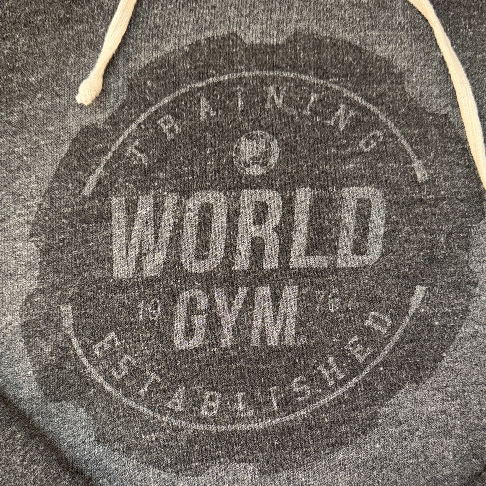 World’s Gym Training Pullover Hoodie Sweatshirt Muscle Faded VTG Y2K Inspired - Picture 2 of 6
